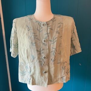 Vintage Green Floral Women's Top